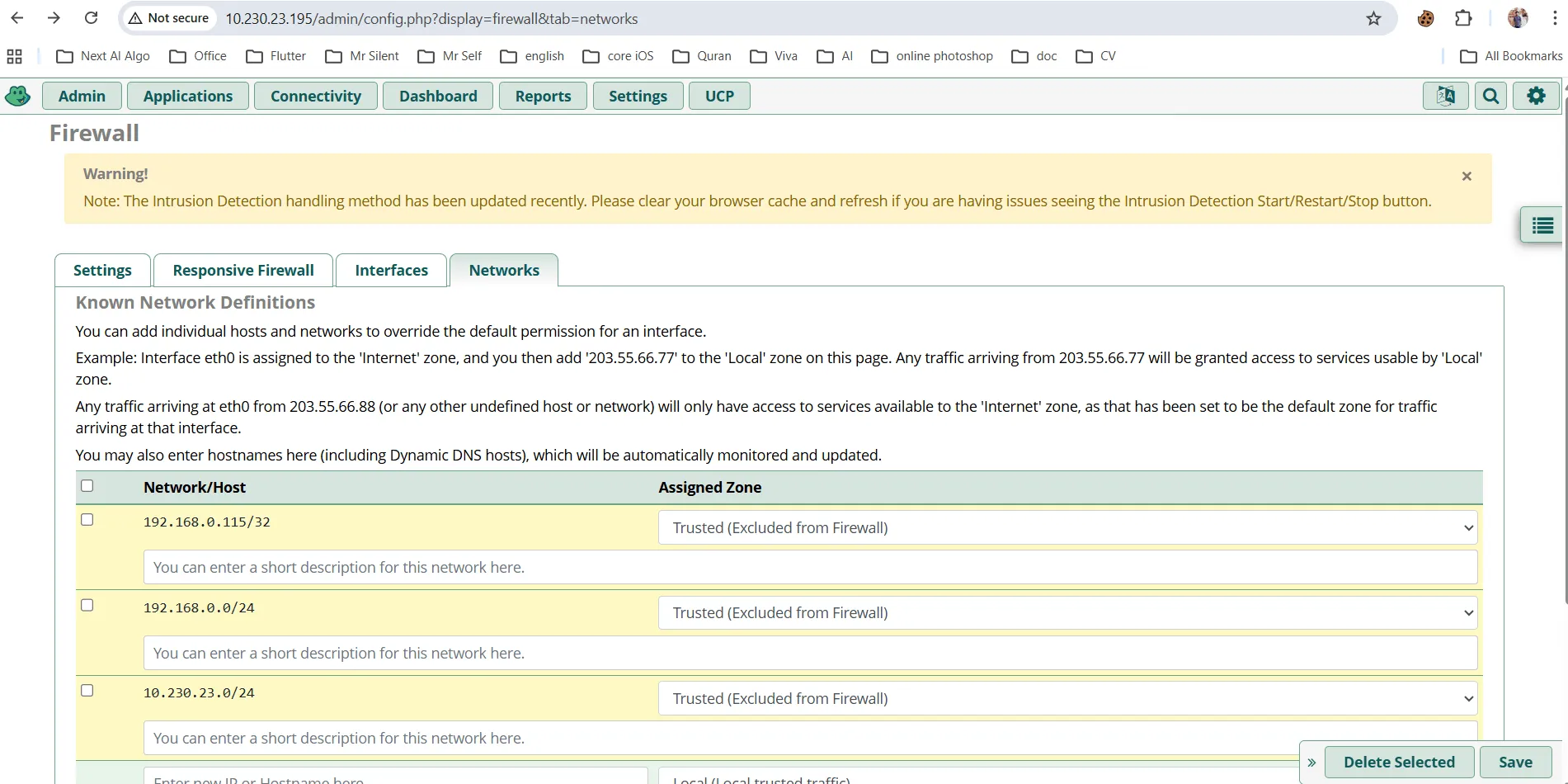 FreePBX Network Trust Configuration